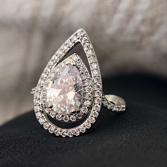 Charm Double Pear Cut Diamond Ring - Picture 2 of 5